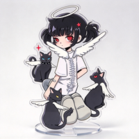 Support en acrylique personnalisé pour figurine de chat-garçon aile d'ange anime, transparent, pour collection de personnages de dessins animés, affichage d'art et d'objets de collection, usine OEM