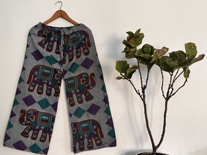 Pyjama 100% coton élégant pour femmes respirant Stone Wash Palazzo Pants Soft Woven Sleepwear for Home Use in Spring Season - Product Image 5