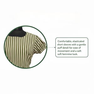 Vestido Premium Hecho a Mano de Algodón a Rayas con Volantes, Cuello Redondo, Mangas Abullonadas, Panel Maxi, Ropa Casual para Mujer, Obra Maestra de Lujo - Product Image 3