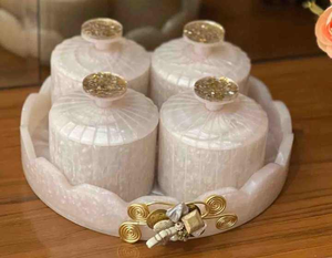 Juego de Bandeja y Tarro para Frutos Secos de Resina Ecológica, Pintado a Mano, para Decoración del Hogar y Bodas - Product Image 4