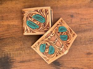 Portefeuille en cuir repoussé à la main nouvelle tendance portefeuille à fermeture éclair longue pour hommes Offre Spéciale mode couleur verte porte-monnaie cadeau pour lui - Product Image 2