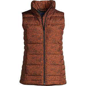 Chaleco Acolchado con Estampado de Leopardo para Mujer, Cuello Alto, Cierre de Cremallera, Resistente al Viento, Ropa Exterior Informal, Material de Poliéster - Product Image 5