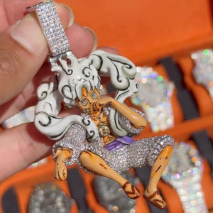 จี้ห้อยคอ CONCEPTION Luffy Iced VVS Moissanite เงินแท้ S925 ชุบทอง 14K สไตล์ฮิปฮอป ดีไซน์ตามสั่ง สำหรับทั้งชายและหญิง พร้อมใบรับรอง GRA - Product Image 1