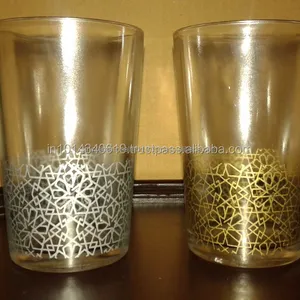 カラフルなプリントの6つのゴールドショットグラスパーティーショットグラスのモロッコティーグラスセット
