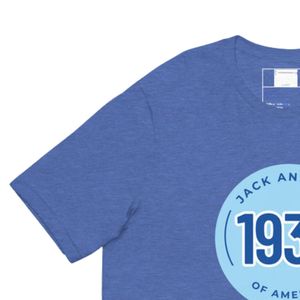 T-shirt unisexe bleu chiné à motif, col rond, en coton doux, manches courtes, décontracté, mode quotidienne, streetwear - Product Image 4