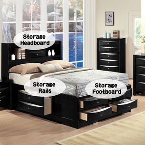 Ireland Full <b>Bed</b> with <b>Storage</b> Up-Holstered <b>Black</b> Finish - Product Image 5