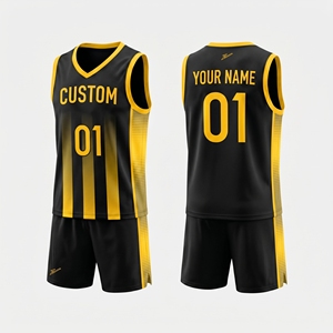 Ensemble de maillots de basket-ball personnalisés, uniforme professionnel anti-transpiration, design dégradé, vêtements de sport professionnels, ensemble de basket-ball - Product Image 2