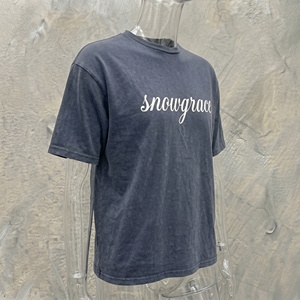 Snowgrace Men's Oversized 100% Cotton T-<b>Shirt</b> Short Sleeve O-Neck Casual Solid Silk Screen Printing High Street Jersey Fit - Product Image 4