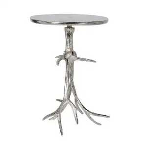 Modern Metal Martini <b>Side</b> <b>Table</b> <b>Round</b> Tulip Pedestal Drink <b>Table</b> Luxury Brass & Antique Bronze Accent End <b>Table</b> for Living - Product Image 2