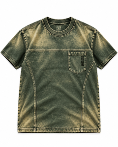 Camiseta de Algodón Oversize Vintage con Bolsillo y Lavado Ácido, Estilo Streetwear Unisex, Personalizada al por Mayor, Marca Privada - Product Image 1