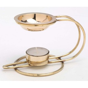 Shiny Gold Finished Iron Stand Stainless Steel <b>Oil</b> Bowl Tabletop Decorative Incense <b>Oil</b> Burner Home Aromatherapy <b>Oil</b> <b>Diffuser</b> - Product Image 2