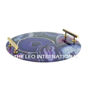 Luxury Art Deco Decorative <b>Round</b> Metal <b>Tray</b> Handcrafted Gold Finish Handles Ramadan Diwali Heat Resistant Multi-Functional - Product Image 6