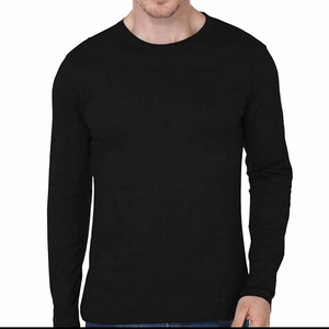 Men's <b>Long</b> Sleeve O-Neck <b>T</b>-<b>Shirt</b> Regular Fit <b>T</b> <b>Shirt</b> Solid <b>Black</b> <b>T</b> <b>Shirt</b> Casual Knitted 100% Cotton Plain Dyed Style <b>T</b> <b>Shirt</b> - Product Image 1