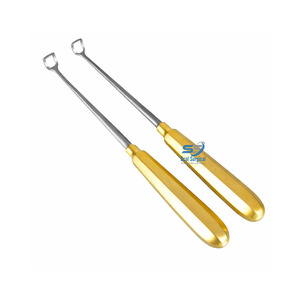 Cureta Adenoides Curva Barnhill con Mango Dorado, Corte Inverso, 8.5 Pulgadas, Instrumento Quirúrgico ORL de Acero Inoxidable con Certificación CE - Product Image 1