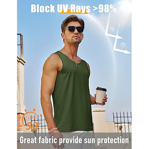 Camiseta sin mangas para gimnasio para hombre – Camiseta deportiva transpirable de secado rápido – Chaleco ligero para correr y hacer ejercicio para entrenamiento y deportes - Product Image 3