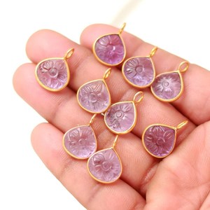 Natural Pink Amethyst Flower Pendant 925 Sterling <b>Silver</b> Gemstone Pendant Hand Carved Heart Charm Pink Amethyst Jewelry Making - Product Image 5