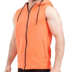 Sudadera de Forro Polar con Capucha y Cierre de Cremallera para Hombre, Color Naranja Sólido, Corte Regular Informal, para Otoño - Product Image 2