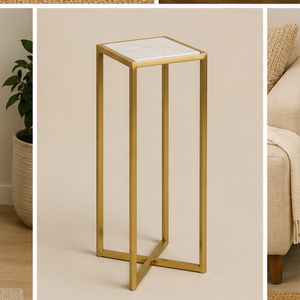 Modern Brass Frame Glass Top Side <b>Table</b> <b>Mirrored</b> Surface Living Room Furniture Minimalist Design - Product Image 4