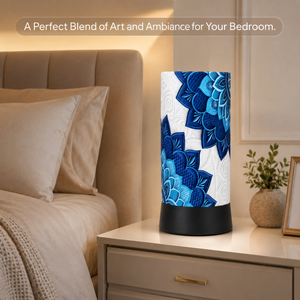 Blue Floral Ceramic Table <b>Lamp</b> <b>USB</b> Powered Warm LED Bedside Night Light Decorative Accent <b>Lamp</b> for Bedroom Living Room Office - Product Image 4