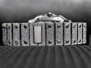 Montre-bracelet mécanique classique pour homme, sertie de diamants et de moissanite, boîtier carré en acier inoxydable, affichage analogique - Product Image 2