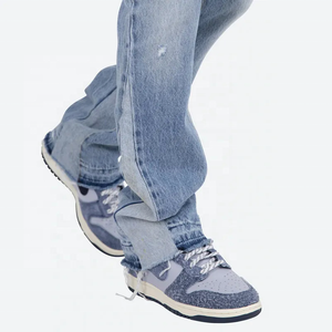 Jean en denim délavé coupe droite pour homme, taille mi-haute, coupe classique, en coton, style printemps - Product Image 6
