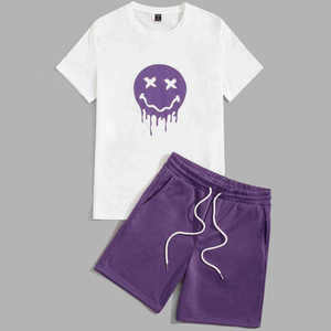 Conjuntos de Camiseta y Pantalones Cortos de Verano para Hombre, Tejidos Térmicos, 100% Algodón, Estilo Vintage, Transpirables, con Estampado Floral, Casual - Product Image 1