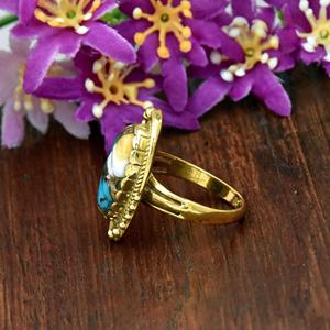 Bague en vermeil or turquoise huître, bijou statement inspiré de l'océan, fait main, cadeau en pierres précieuses pour elle - Product Image 6
