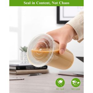 Confezione da 100 Bicchieri di Plastica Trasparente Usa e Getta da 16oz con Coperchi e Cannucce, Sicuri per Alimenti, per Bubble Tea, Caffè Freddo e Bevande Fredde - Product Image 3