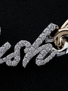Colgante con nombre en letras 3D personalizadas para hombres y mujeres, estilo rapero, brillante, hip hop, con moissanita, plata 925, letras cursivas. - Product Image 2