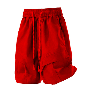 Men's Black <b>Cargo</b> <b>Shorts</b> Mid Waist Drawstring Quick Dry Polyester Casual <b>Shorts</b> With Pockets - Product Image 6