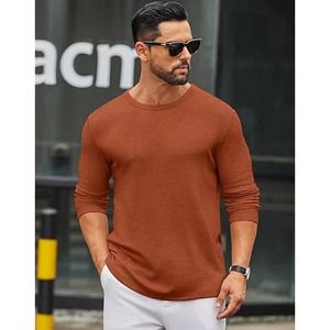 High Quality Men Cotton Long Sleeve <b>T</b> Shirt Plain Basic Crew Neck Tee Custom Logo OEM ODM Wholesale - Product Image 3