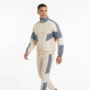 Survêtement en nylon pour homme avec manches à double bande et pantalon assorti, tenue sportive deux pièces pour le jogging, la salle de sport et les occasions décontractées - Product Image 5