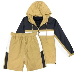 Nouveauté : Ensembles coupe-vent en polyester de haute qualité, veste et short patchwork multicolores, survêtements de jogging personnalisables avec logo - Product Image 1