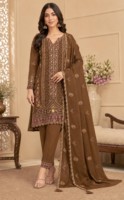 Costume en soie semi-brodé avec travail de sequins, style traditionnel indien pakistanais, longueur cheville, pour femme, idéal pour les fêtes