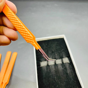Orange Lash Tweezers Eyelash <b>Extensions</b> Tweezers Set Stainless Steel Curved Smooth Tip OEM Brand 45 90 Eyelash Tweezers - Product Image 3