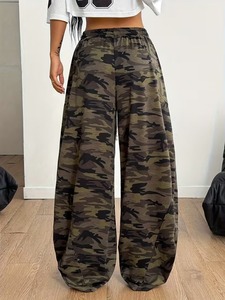 Women's Fashion Camouflage Print Elastic Waist Drawstring Loose Fit <b>Pants</b> Top Private label For Your Brand - Product Image 4
