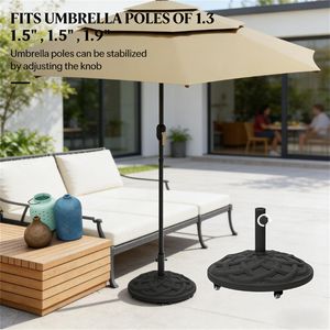 Black Circular Outdoor <b>Umbrella</b> <b>Stand</b> with <b>Base</b> Only for Patio Balcony Courtyard <b>Umbrella</b> Frame - Product Image 4