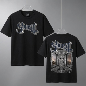 Camiseta Nueva 2025 Unisex de Punto con Cuello Redondo, Corte Regular, Lisa, con Estampado de Letras de la Banda Ghost, Estilo Grunge Hip Hop de Verano, 100% Algodón - Product Image 2