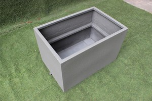 Classic Grey <b>Rectangular</b> Flower <b>Pot</b> Dotted Texture Outdoor Floor Garden Planter Minimalist Style Durable Lightweight Fiberglass - Product Image 4