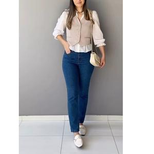 Jeans de mezclilla al por mayor de talla grande, transpirables, ajustados, rectos, estilo casual, con agujeros decorativos, proveedor de BD para exportación - Product Image 6