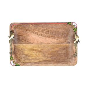 Bandeja Rectangular Decorativa para Servir con Asas Metálicas, Bandejas Decorativas de Madera de Larga Duración y Súper Calidad al Mejor Precio - Product Image 4