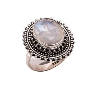 ขายส่งเครื่องประดับที่ดีธรรมชาติรุ้งมูนสโตน925แหวนเงินสเตอร์ลิงแหวนแต่งงานพร้อมฝังพลอย - Product Image 1