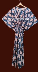 Effortless Elegance Flock Printed Leopard Cotton Kaftan <b>Dress</b> <b>Whimsical</b> Eco-Friendly Asymmetrical Premium Breathable Fabric - Product Image 4