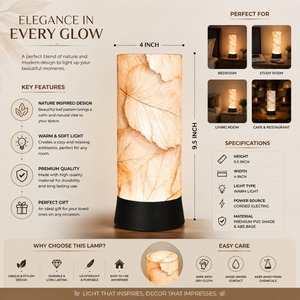 Lámpara de Mesa LED Decorativa con Pantalla con Estampado de Hojas, Luz Cálida, Lámpara de Noche para Mesa de Noche, Lámpara de Escritorio Moderna, Decoración para el Hogar, Sala de Estar, Dormitorio - Product Image 5