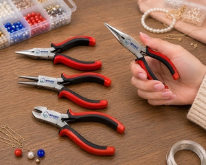 Juego de 4 alicates profesionales para joyería: alicates de punta redonda, alicates de punta plana, alicates de corte y alicates de punta de cadena, con mangos ergonómicos antideslizantes para abalorios y alambre. - Product Image 2