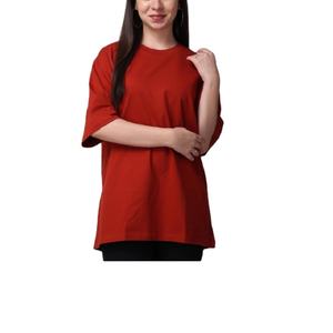 T-shirt décontracté à col en coton pour femmes imprimé court surdimensionné conception de l'épaule tombante Logo personnalisé prix de gros baisse directe - Product Image 1