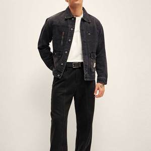 Veste en jean pour homme de qualité supérieure, 100% coton, style vintage, col montant, réversible, logo personnalisable sur le devant - Product Image 4