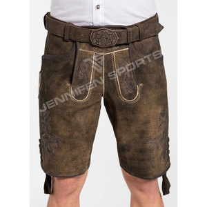 Lederhosen bávaros clásicos cortos de piel de ciervo de la mejor calidad para hombre, con diseño bordado. - Product Image 3