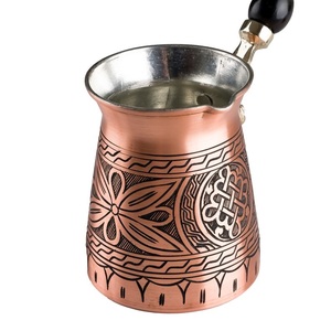 Cafetera Turca de Latón Sólido Pulido Brillante, Cezve Ibrik Dorada Vintage con Mango de Madera, Calentador de Leche Tradicional - Product Image 6