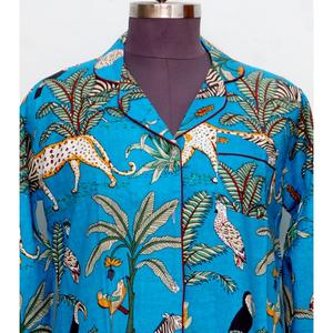 Camisa de Manga Larga Tipo Kimono para Fiestas, Vestido Envolvente, Camisa de Algodón Floral, Ropa de Dormir, Vestido Informal de Algodón Indio Suave para Mujer - Product Image 3